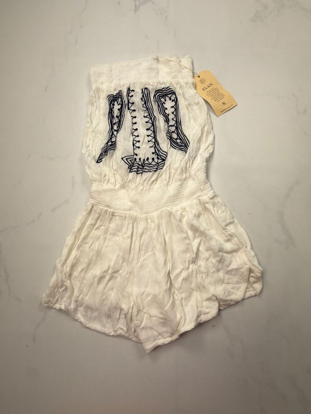 Elan Embellished Romper White 2000s Minimalist Feminine - Womens S NWT